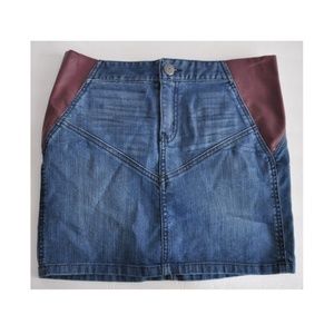 BCBGeneration Skirt Blue Western Denim Leatherette
